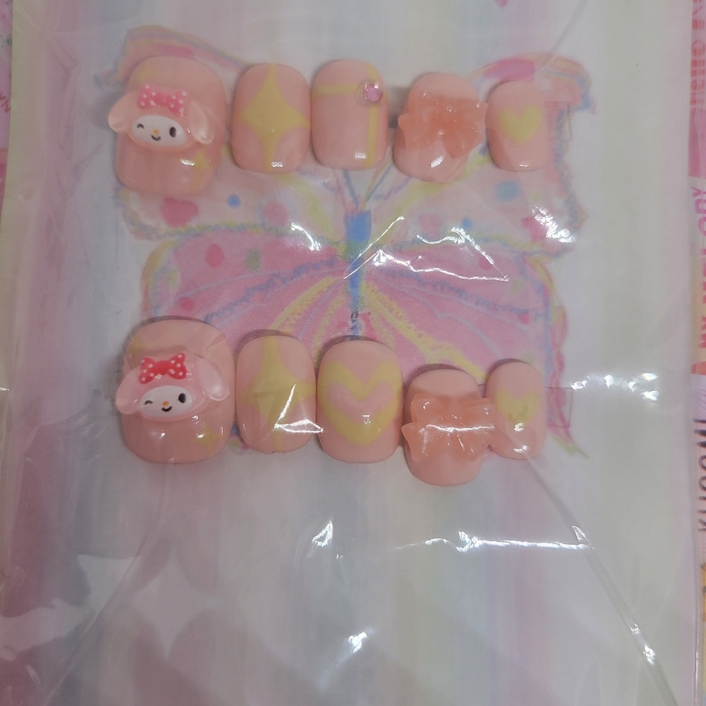 NEW My Melody Acrylic Artificial Nali Set Size Small-Medium